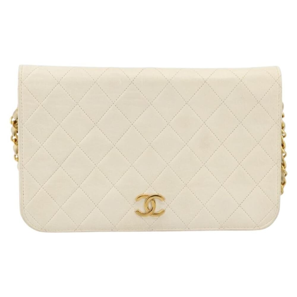 Chanel Matelasse Lambskin Chain Shoulder Bag White Gold